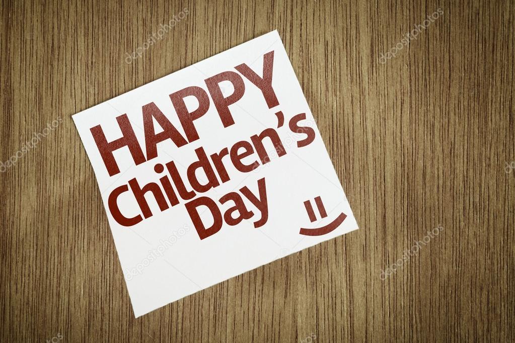 Happy Childrens Day on Paper Note