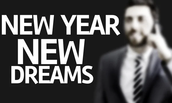 Geschäftsmann mit dem Text Neujahr neue Träume in einem Konzeptbild — Stockfoto