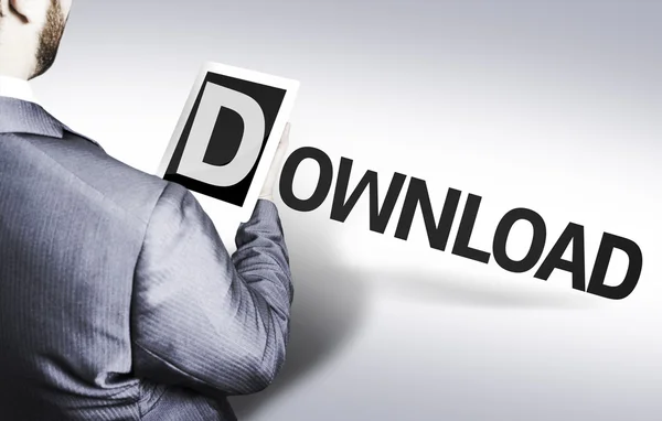 Business man with the text Download in a concept image — Stock Photo, Image