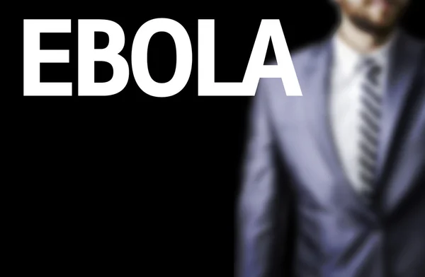 Homem de negócios com o texto Ebola em uma imagem conceitual — Fotografia de Stock