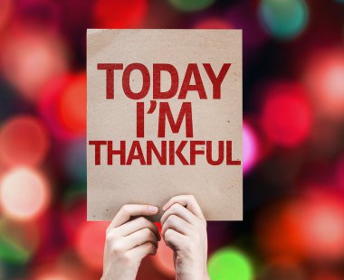 Bugün renkli arka plan üzerinde yazılı Thankful am