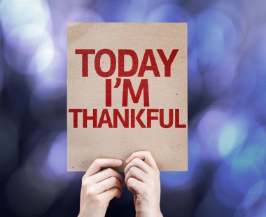 Bugün renkli arka plan üzerinde yazılı Thankful am