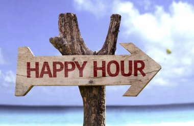 Happy Hour ahşap işareti