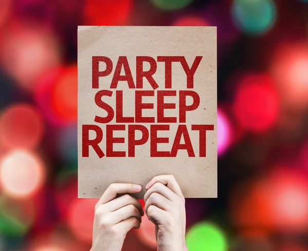 Party Sleep Ripetizione scritta su sfondo colorato — Foto Stock