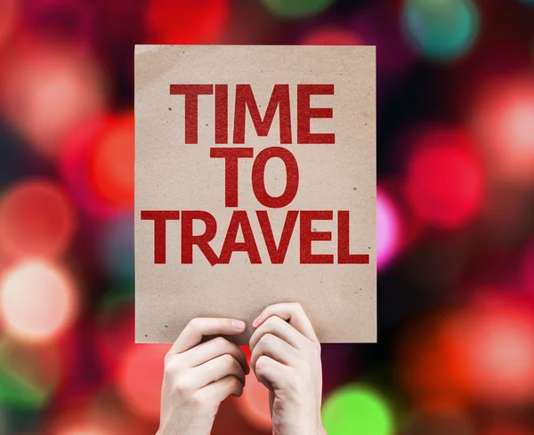 Zaman yolculuğu renkli arka plan üzerinde yazılı — Stok fotoğraf