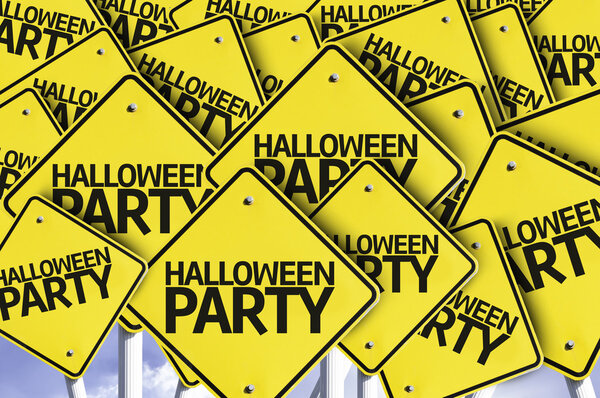 Halloween Party.Road sign
