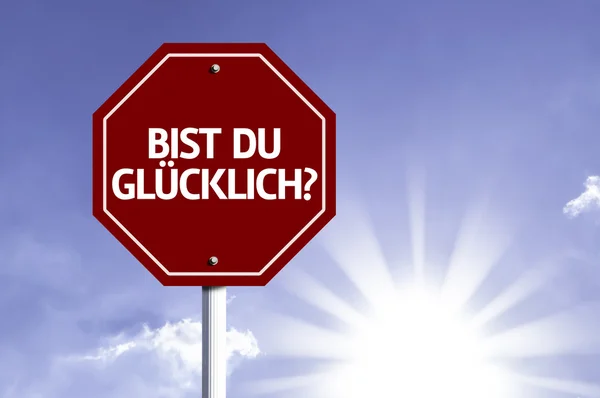 あなたは幸せですか。(ドイツ語) で赤い看板 — ストック写真