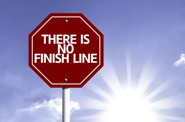 There is No Finish Line written on red road sign — Stock Photo, Image