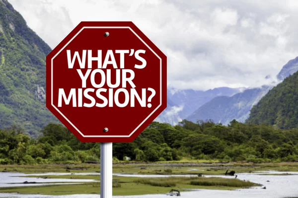 Whats Your Mission? written on red road sign — Stock Photo, Image