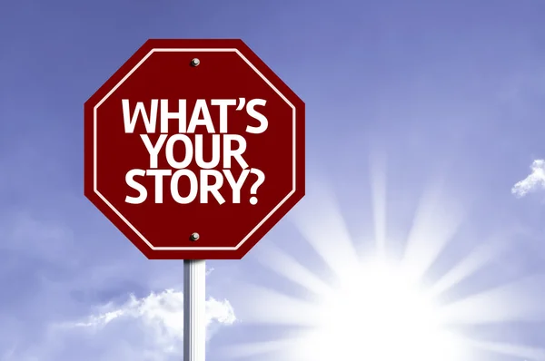 Whats Your Story? written on red road sign — Stock Photo, Image