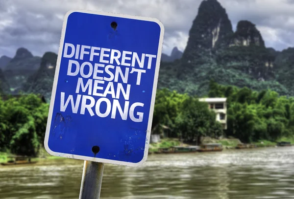 Different Doesn't Mean Wrong sign — Stock Photo, Image