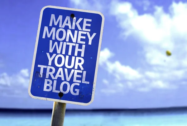 Göra pengar med din resa Blog tecken — Stockfoto