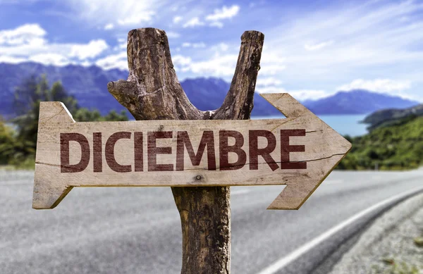 December (In Spanish) sign — Stock Photo, Image