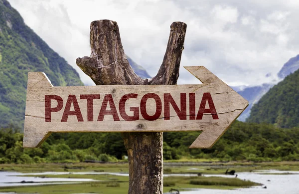 Signo de madera Patagonia — Foto de Stock