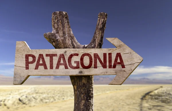 Signo de madera Patagonia — Foto de Stock