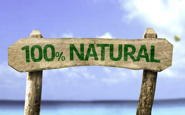 One hundred percent Natural wooden sign — Stock Photo, Image