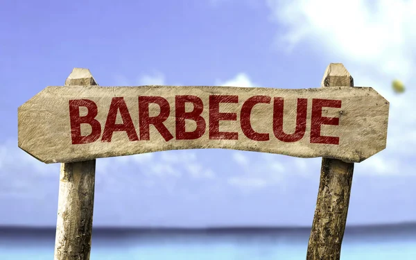 Barbecue segno di legno — Foto Stock