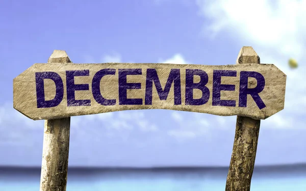 December sign with a beach — Stock Photo, Image