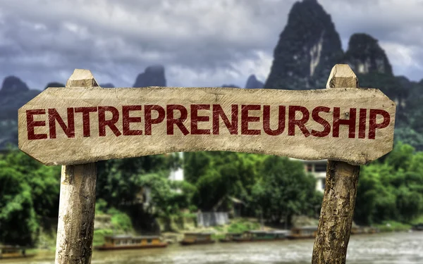 Entrepreneurship wooden sign — Stock Photo, Image