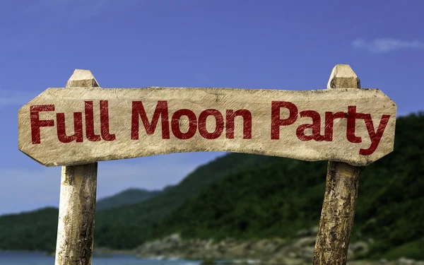 Full Moon Party wooden sign — Stock Photo, Image