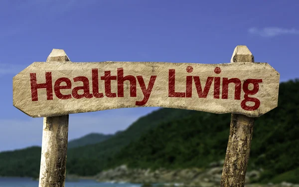 Healthy Living wooden sign — Stock Photo, Image