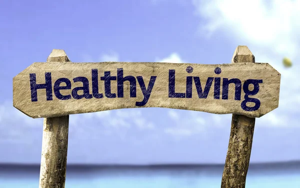 Healthy Living wooden sign — Stock Photo, Image