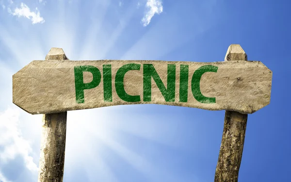 Picknick-Holzschild — Stockfoto