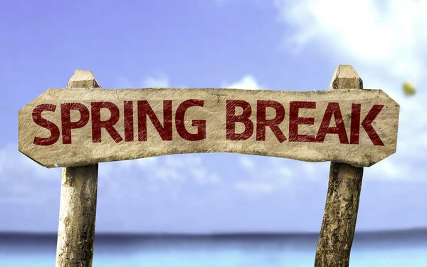 Spring Break segno di legno — Foto Stock