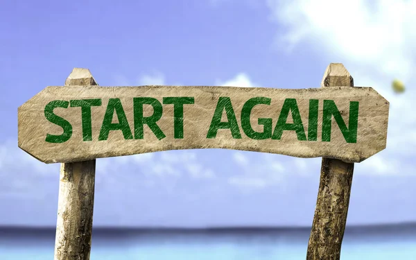 Start Again sign with a beach — Stock Photo, Image