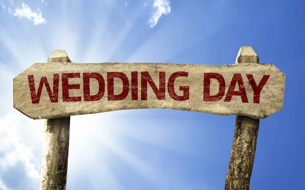Wedding Day wooden sign — Stock Photo, Image