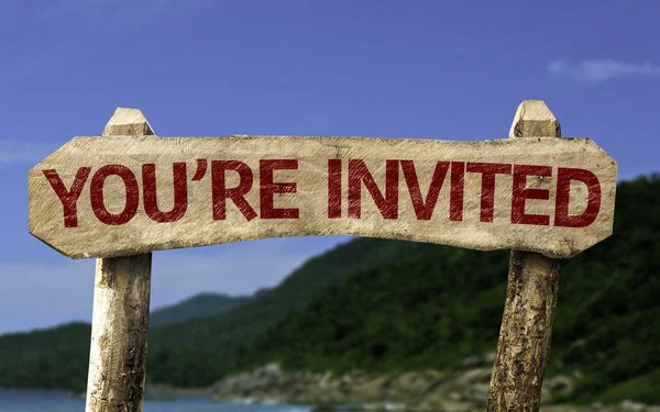 You're Invited wooden sign — Stock Photo, Image