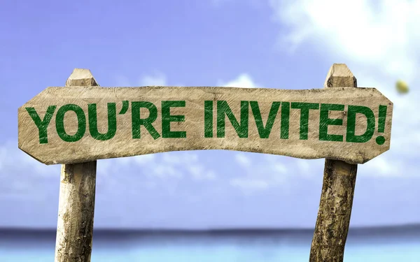 You're Invited! wooden sign — Stock Photo, Image