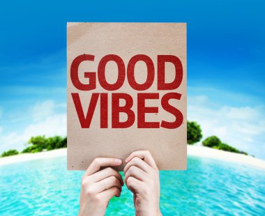 Bir plaj ile iyi Vibes kartı
