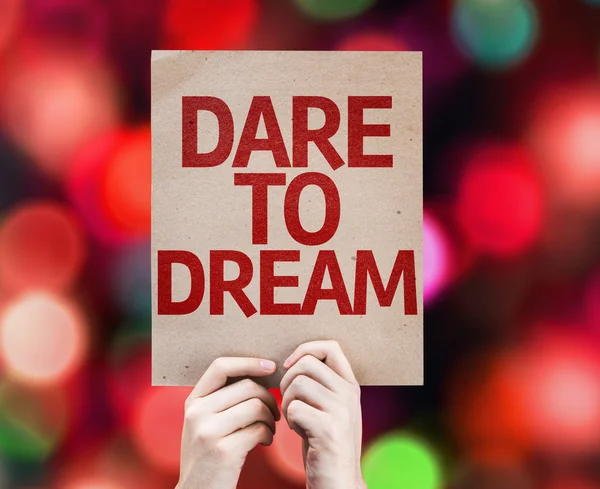 Dare To Dream card with defocused lights — Stock Photo, Image