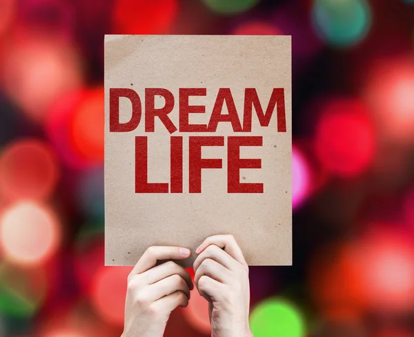 Tarjeta Dream Life con luces desenfocadas — Foto de Stock