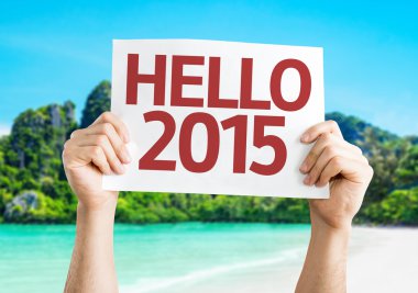 Merhaba 2015 kartı ile bir plaj arka plan
