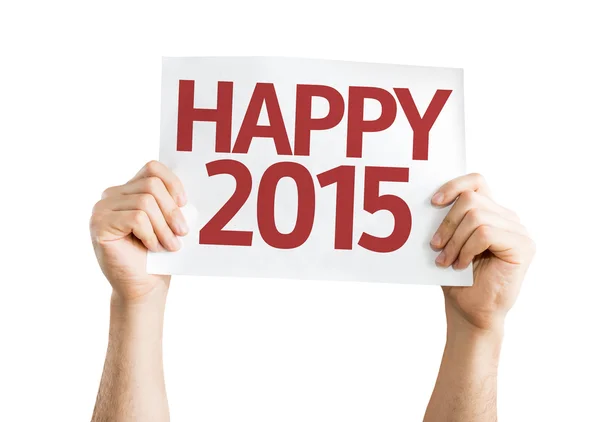 Beyaz arka plan üzerinde izole mutlu 2015 kartı — Stok fotoğraf