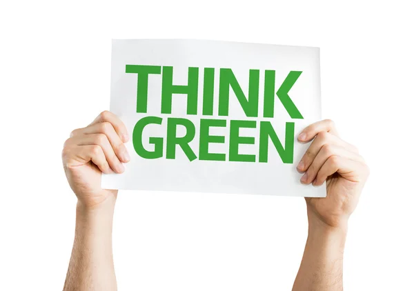 Pensa Carta verde isolata su sfondo bianco — Foto Stock