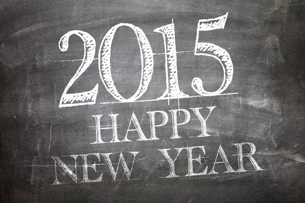 2015 happy New Year op blackboard — Stockfoto