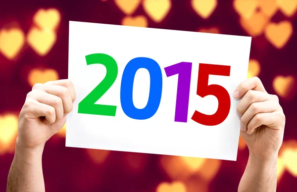 2015 card on hands — Stock Photo, Image