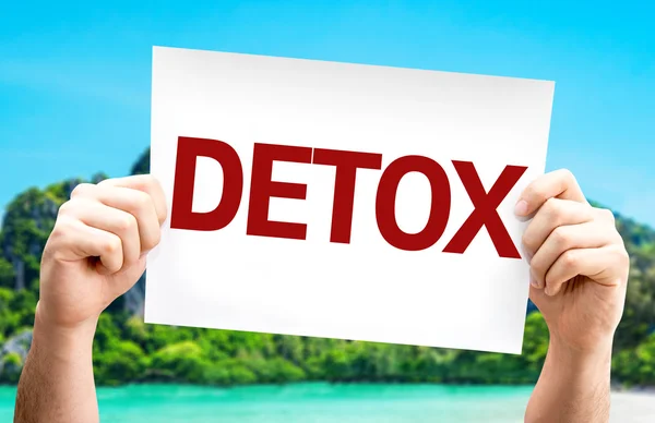 Detox kaart In handen — Stockfoto