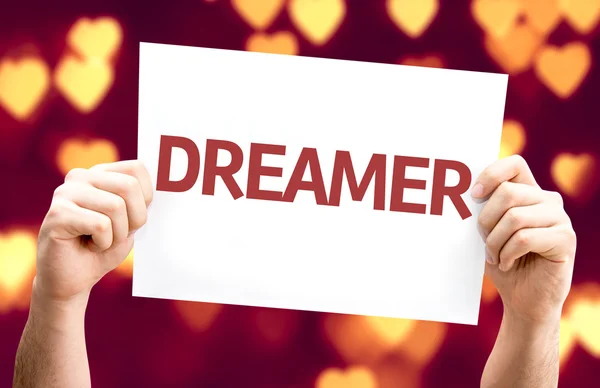 Dreamer card with heart bokeh — Stock Photo, Image