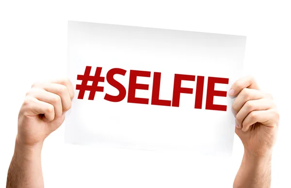 Selfie.Text on card — Stock Photo, Image