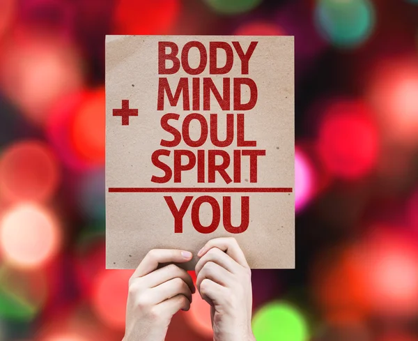 Body plus Mind plus Soul plus Spirit equal You card — Stock Photo, Image