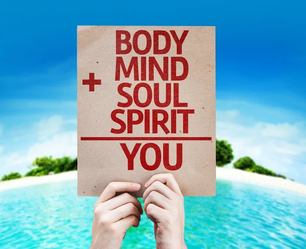 Body plus Mind plus Soul plus Spirit equal You card — Stock Photo, Image