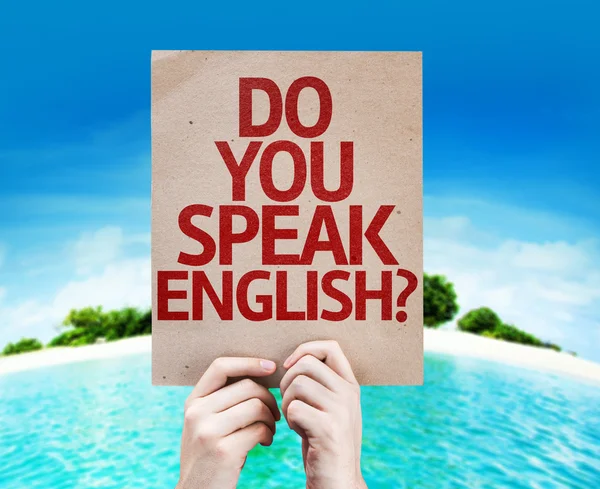 Falas inglês? cartão — Fotografia de Stock