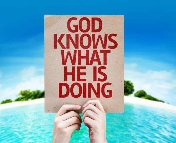 Dios sabe lo que está haciendo tarjeta — Foto de Stock