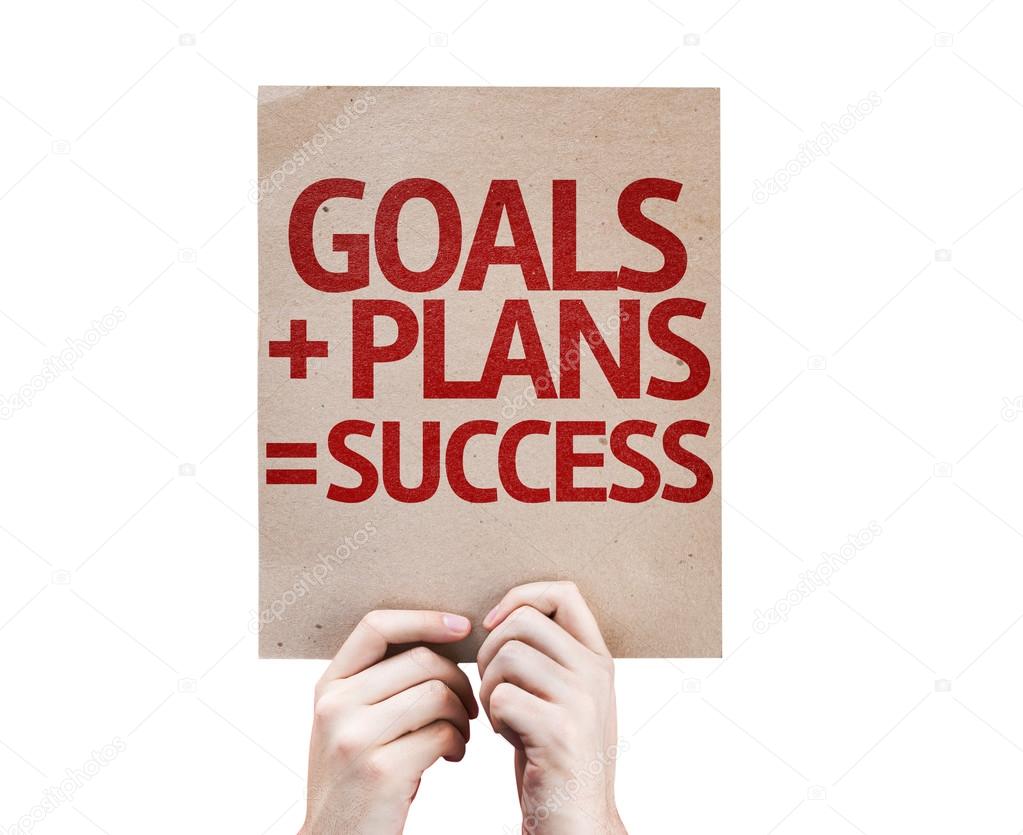 Goals plus Plans equal to Success card