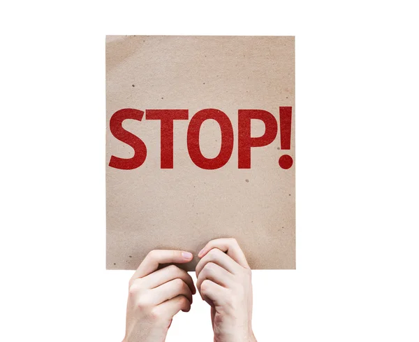 Texten Stop! på kortet — Stockfoto