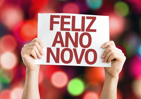 快乐新的一年 2015 (葡萄牙文) 刷卡 — 图库照片